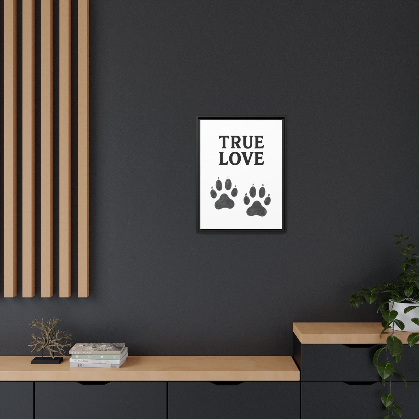 TRUE LOVE – Gerahmtes Wandbild mit Pfotenabdrücken | Tierliebe als stilvolles Geschenk