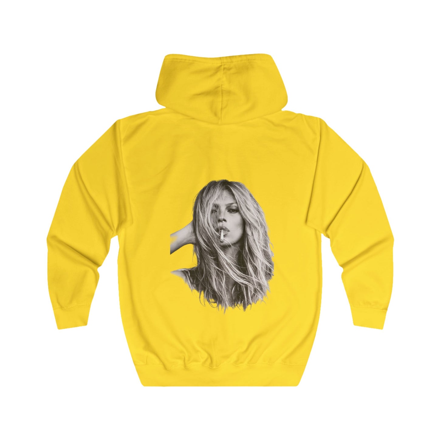 Kate Moss Zip Hoodie – Ikonisches Schwarz-Weiß Porträt Kapuzenjacke für Fashion & Musik Fans, Vintage Style Geschenk