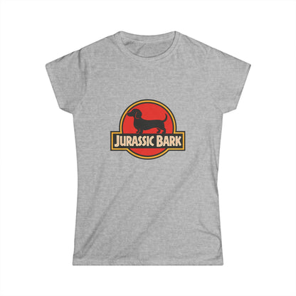 Jurassic Bark Dackel Damen T-Shirt - Lustiges Hunde Shirt für Dackelbesitzer & Filmfans