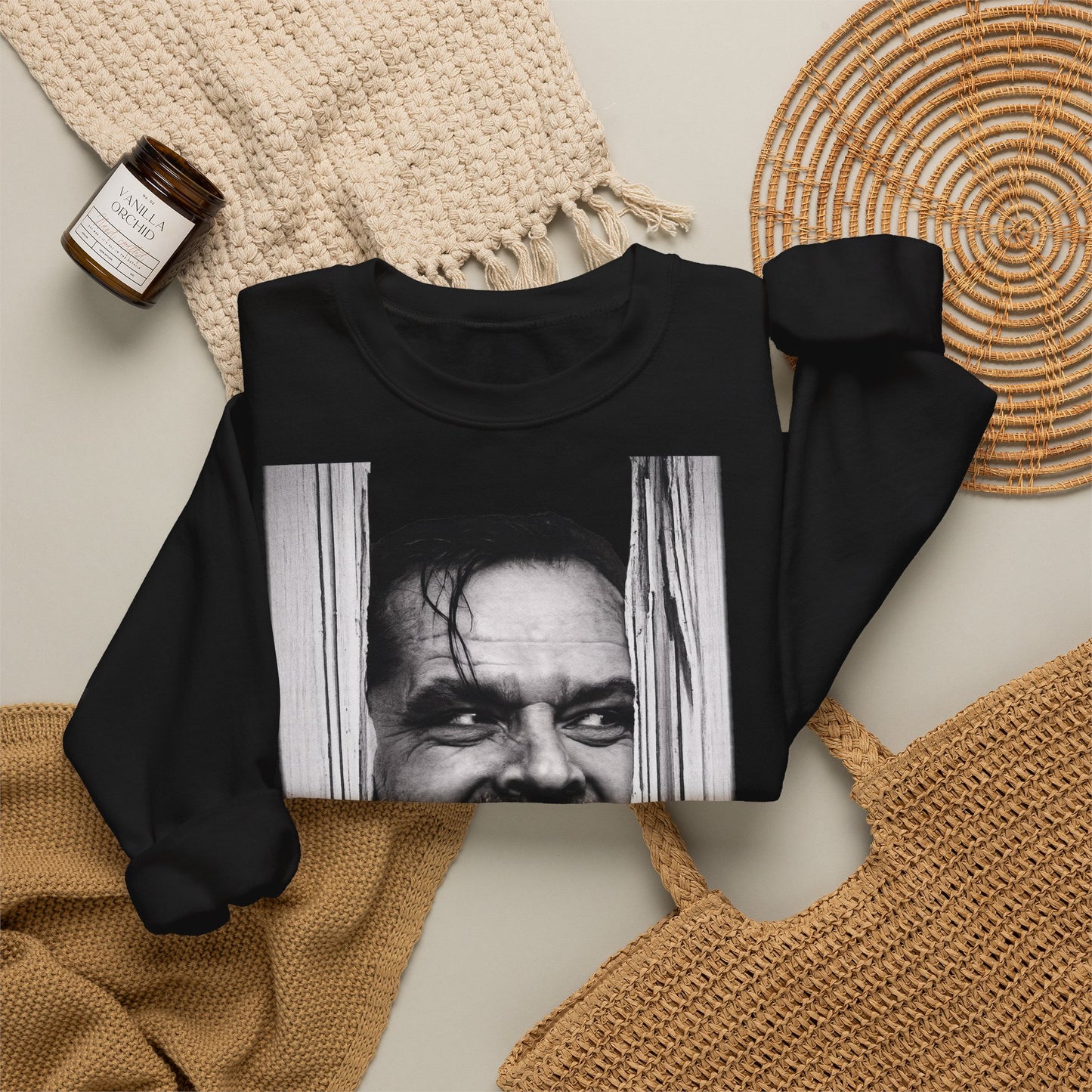 Shining Jack Torrance Sweatshirt – Kult-Horror-Portrait Jack Nicholson – Schwarz-Weiß Fan-Pullover für Filmfans & Halloween