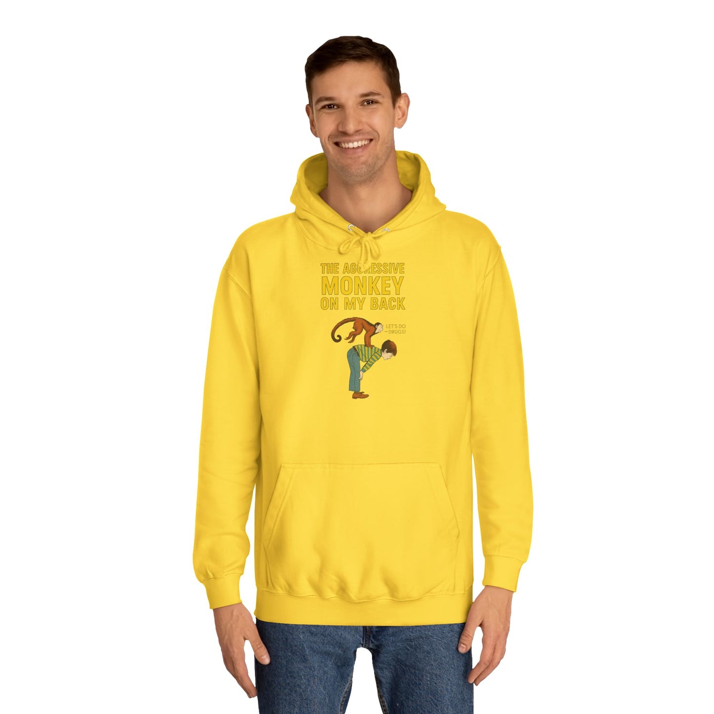 The Aggressive Monkey On My Back Hoodie - Lustiger Affe Vintage Retro Spruch Kapuzenpullover - Ironischer Humor Geschenk