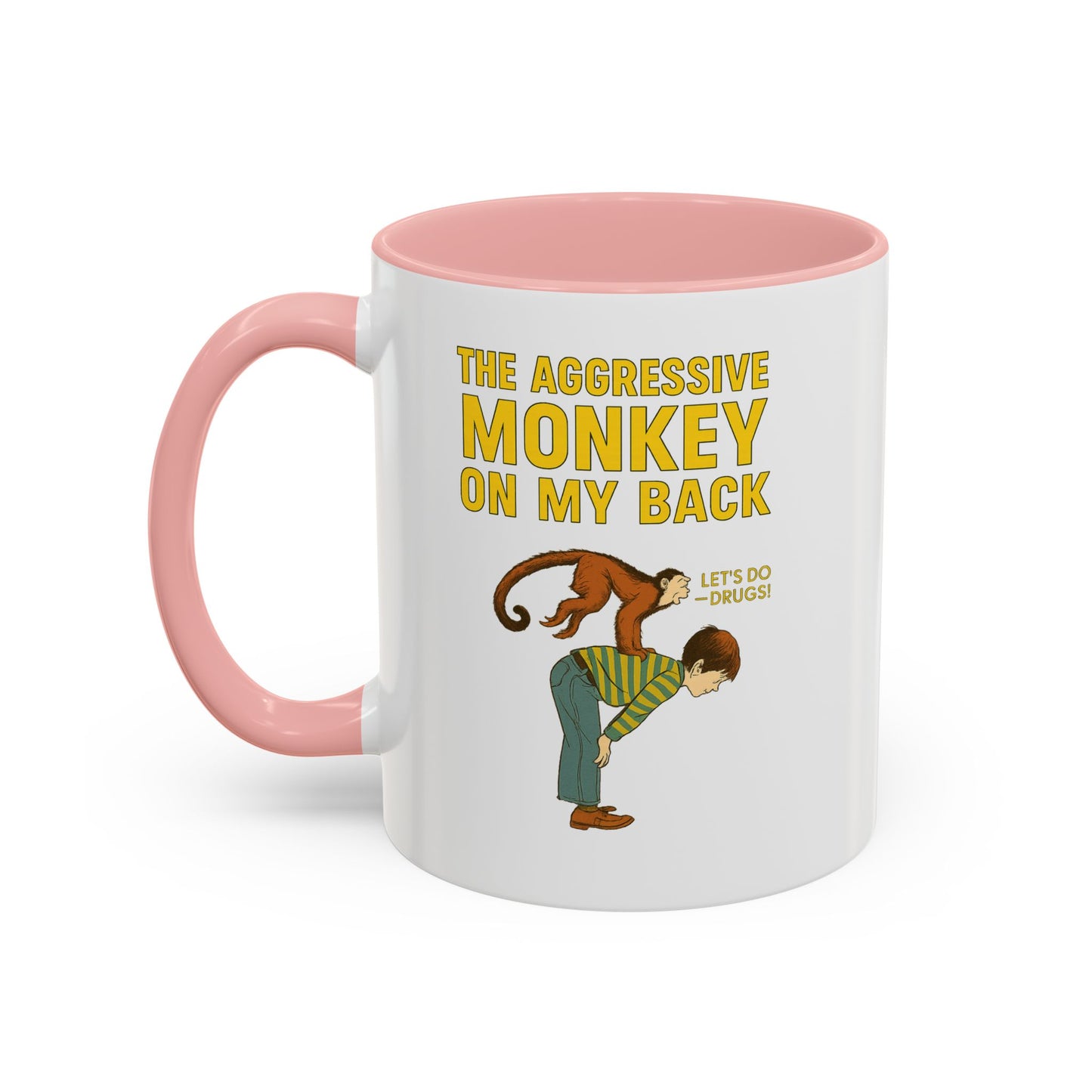 Aggressive Monkey On My Back Tasse - Lustiger Affe Retro Vintage Kaffeebecher mit Spruch | Witziges Geschenk für Humor-Fans