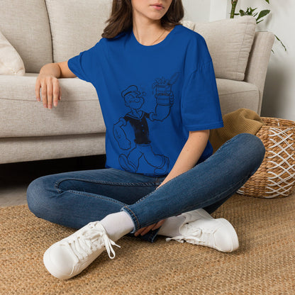 Popeye Spinat Dose T-Shirt Unisex – Retro Comic Kult Sailor Cartoon Fan Shirt Geschenk