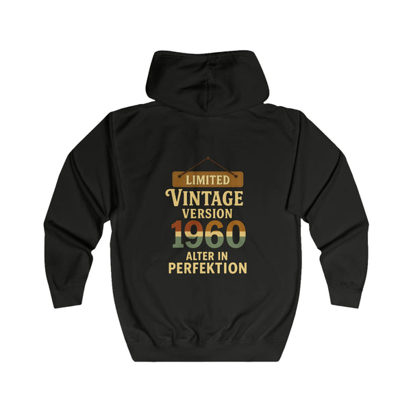 Geschenk zum 66. Geburtstag – Sweatjacke Jahrgang 1960 Limited Vintage – Jet Black – Rückenansicht