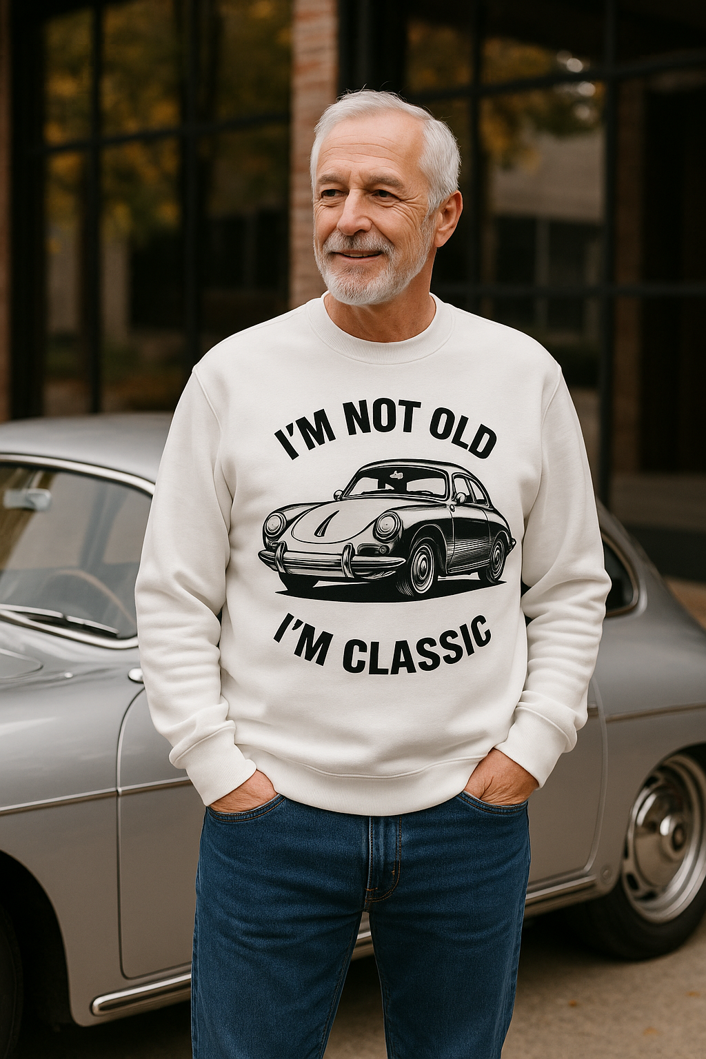 I’m Not Old, I’m Classic – Porsche Retro Car Sweatshirt | Humor für Autoliebhaber-Sweatshirt-True Insights