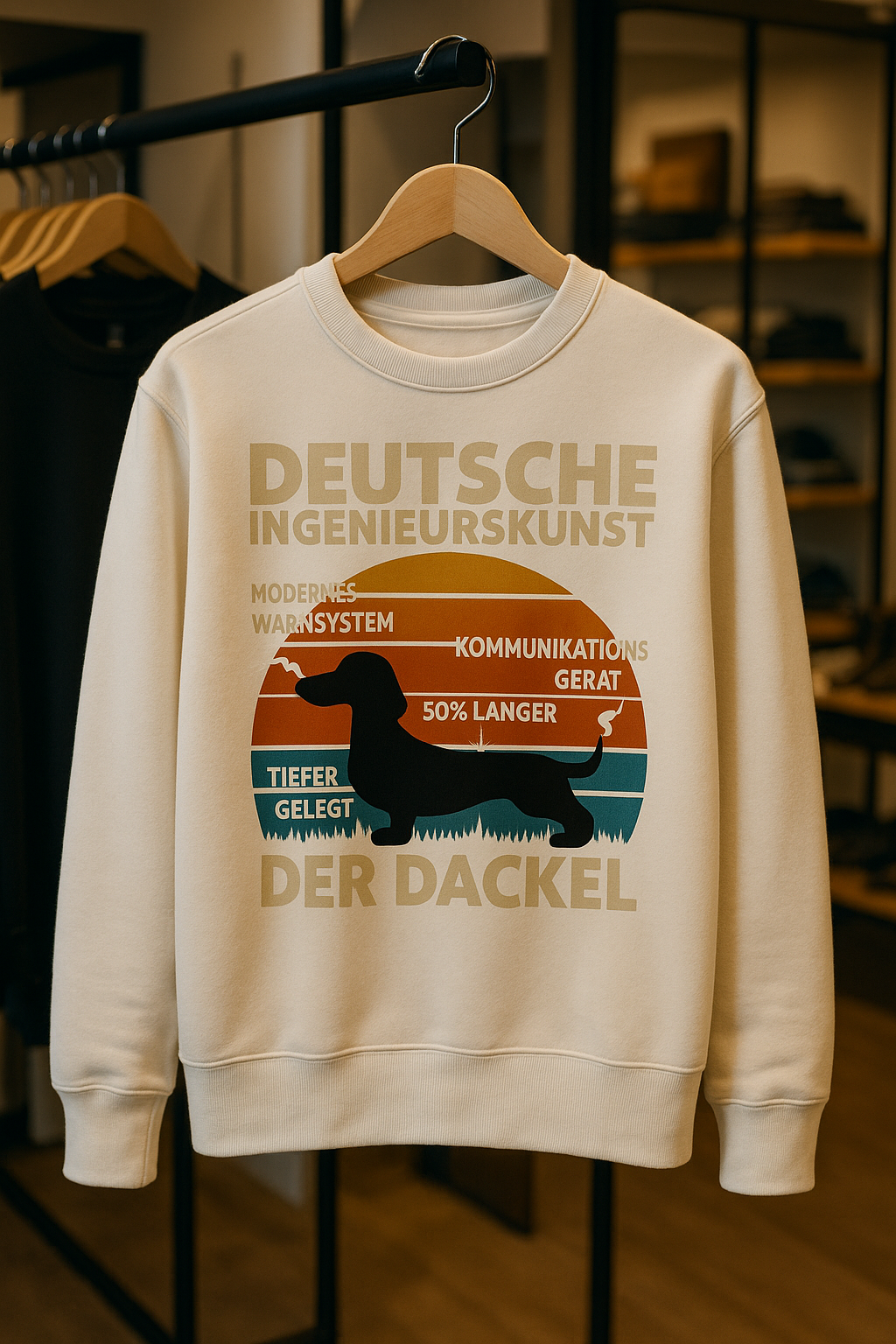 Deutsche Ingenieurskunst – Der Dackel | Satirisches Retro-Design mit Biss Sweatshirt