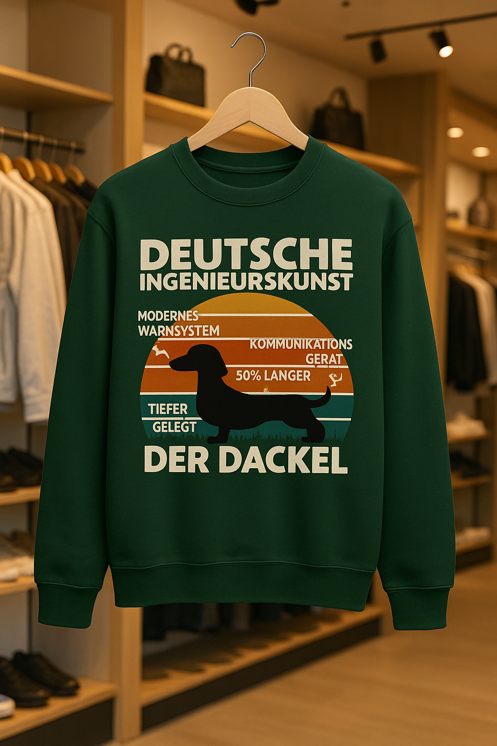 Deutsche Ingenieurskunst – Der Dackel | Satirisches Retro-Design mit Biss Sweatshirt-Sweatshirt-True Insights