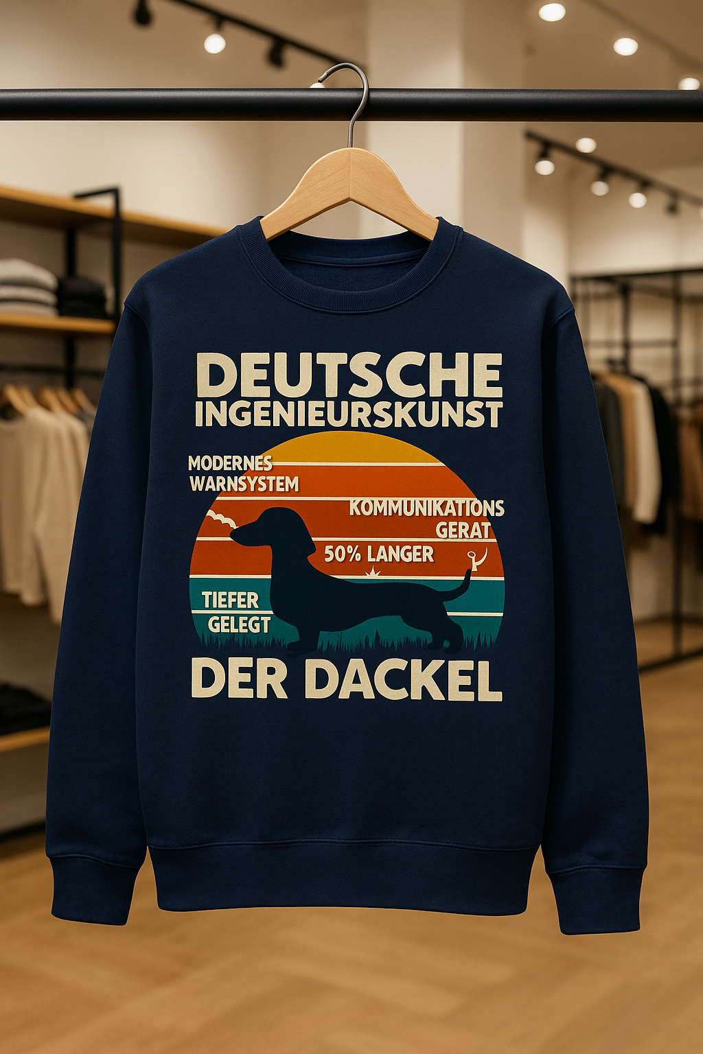 Deutsche Ingenieurskunst – Der Dackel | Satirisches Retro-Design mit Biss Sweatshirt