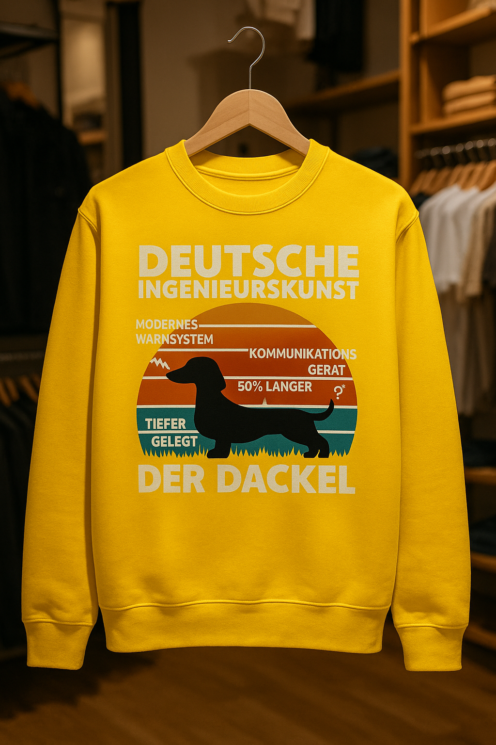 Deutsche Ingenieurskunst – Der Dackel | Satirisches Retro-Design mit Biss Sweatshirt