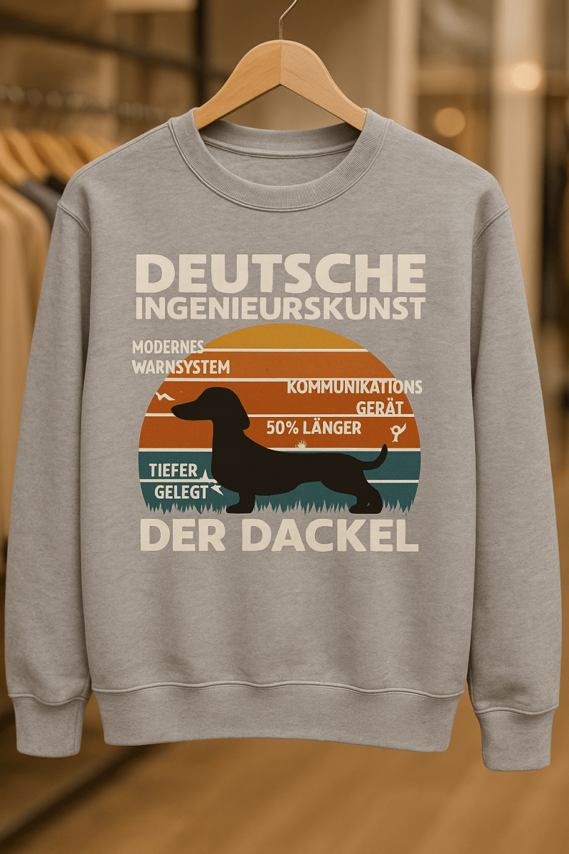 Deutsche Ingenieurskunst – Der Dackel | Satirisches Retro-Design mit Biss Sweatshirt-Sweatshirt-True Insights
