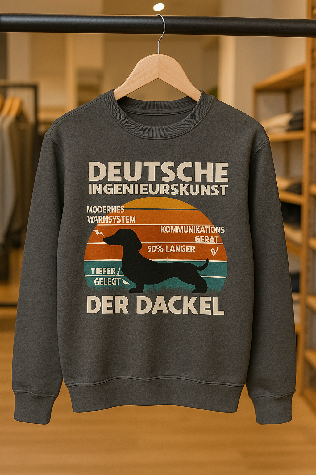 Deutsche Ingenieurskunst – Der Dackel | Satirisches Retro-Design mit Biss Sweatshirt-Sweatshirt-True Insights