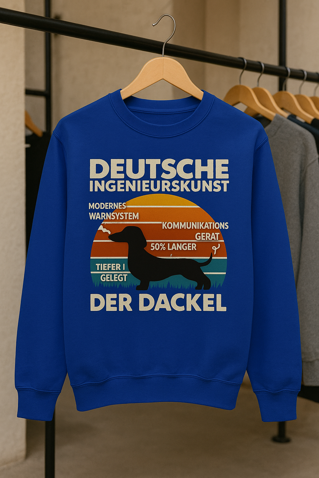 Deutsche Ingenieurskunst – Der Dackel | Satirisches Retro-Design mit Biss Sweatshirt
