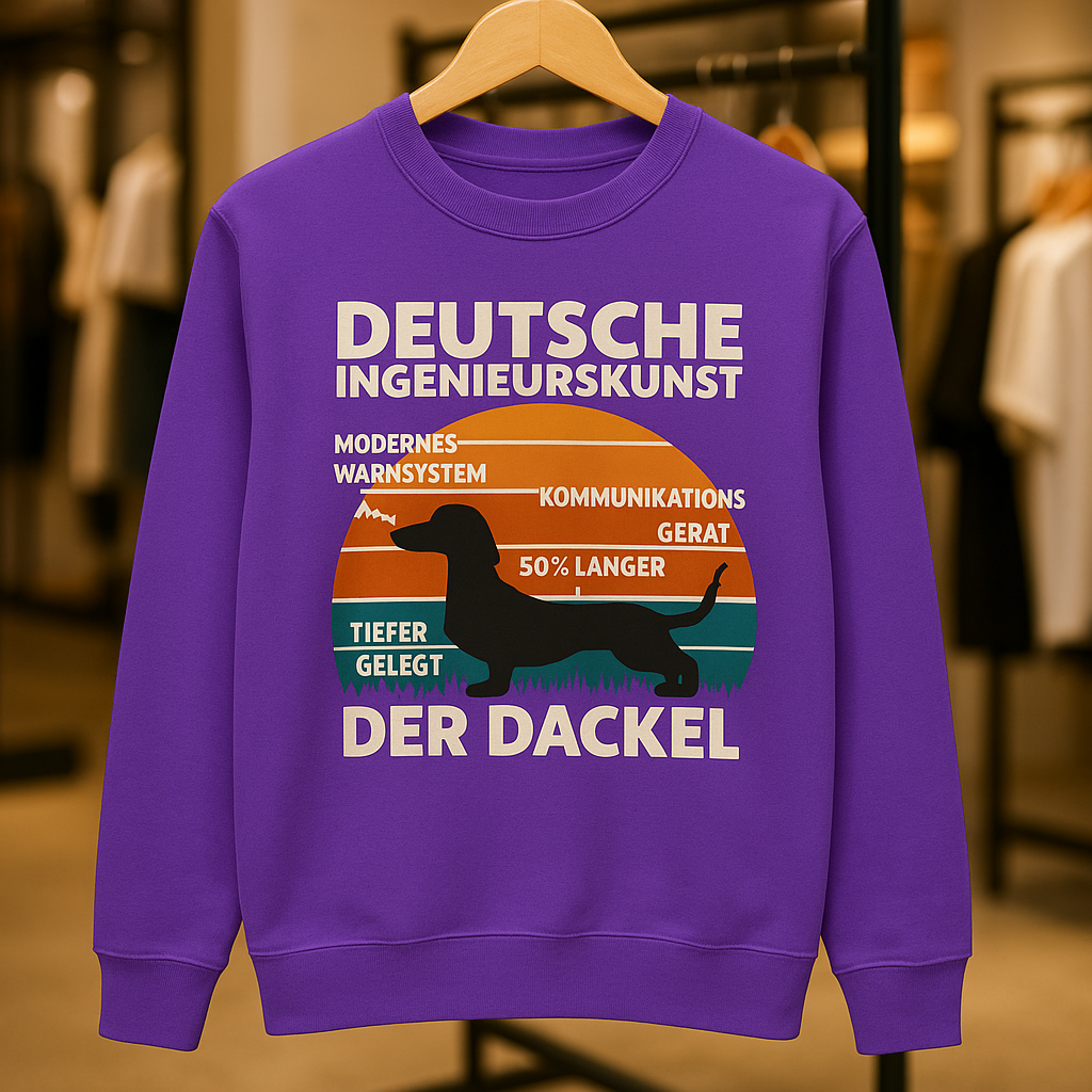 Deutsche Ingenieurskunst – Der Dackel | Satirisches Retro-Design mit Biss Sweatshirt-Sweatshirt-True Insights