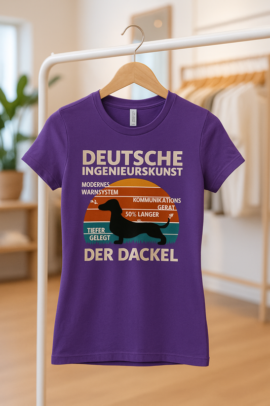 Deutsche Ingenieurskunst – Der Dackel | Satirisches Retro-Design mit Biss Damen Shirt-T-Shirt-True Insights