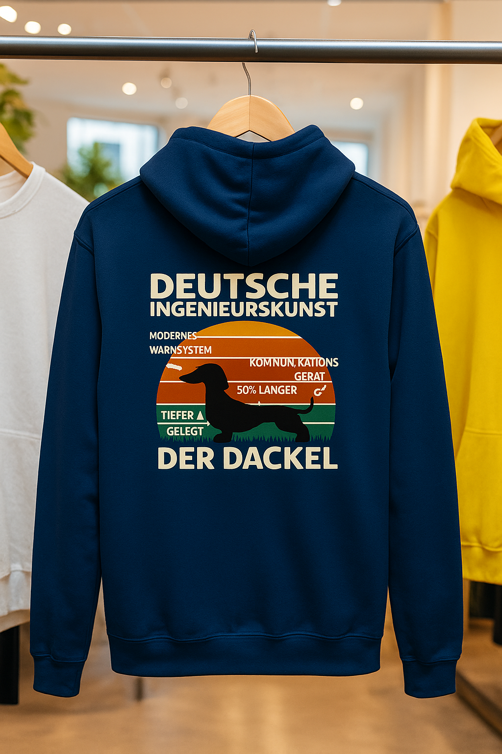 Deutsche Ingenieurskunst – Der Dackel | Satirisches Retro-Design mit Biss ZIP Hoodie