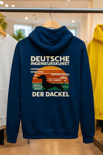 Deutsche Ingenieurskunst – Der Dackel | Satirisches Retro-Design mit Biss ZIP Hoodie
