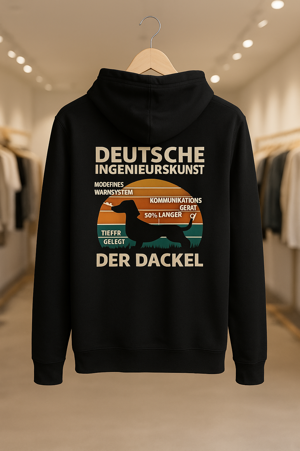 Deutsche Ingenieurskunst – Der Dackel | Satirisches Retro-Design mit Biss ZIP Hoodie-Zip Hoodie-True Insights