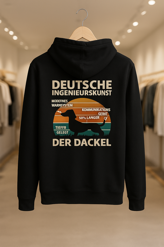 Deutsche Ingenieurskunst – Der Dackel | Satirisches Retro-Design mit Biss ZIP Hoodie
