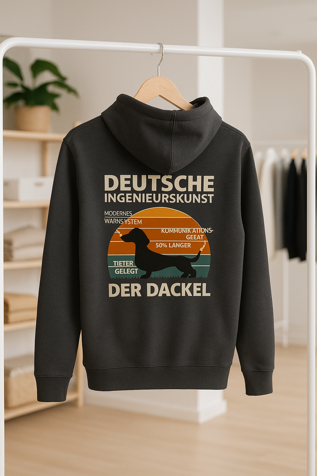 Deutsche Ingenieurskunst – Der Dackel | Satirisches Retro-Design mit Biss ZIP Hoodie
