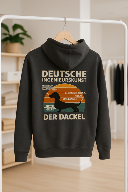 Deutsche Ingenieurskunst – Der Dackel | Satirisches Retro-Design mit Biss ZIP Hoodie