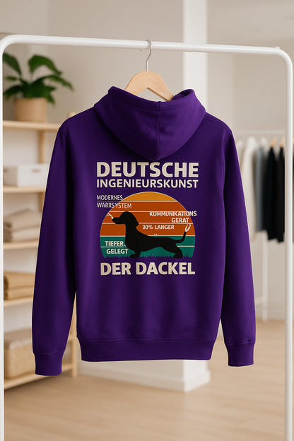 Deutsche Ingenieurskunst – Der Dackel | Satirisches Retro-Design mit Biss ZIP Hoodie