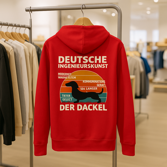 Deutsche Ingenieurskunst – Der Dackel | Satirisches Retro-Design mit Biss ZIP Hoodie