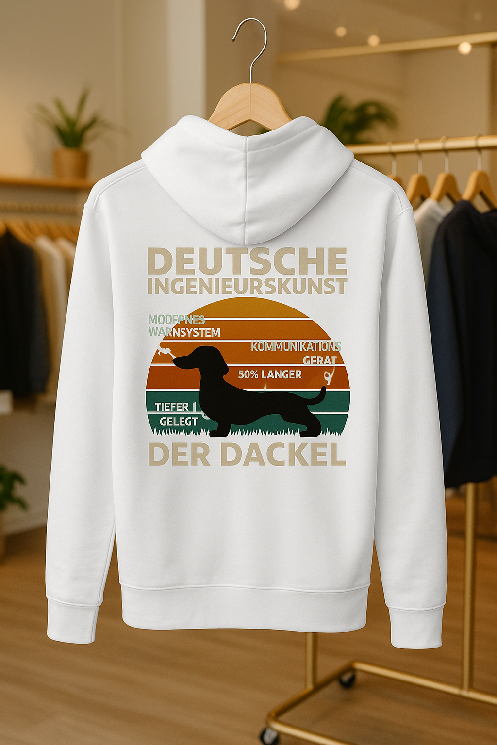 Deutsche Ingenieurskunst – Der Dackel | Satirisches Retro-Design mit Biss ZIP Hoodie-Zip Hoodie-True Insights
