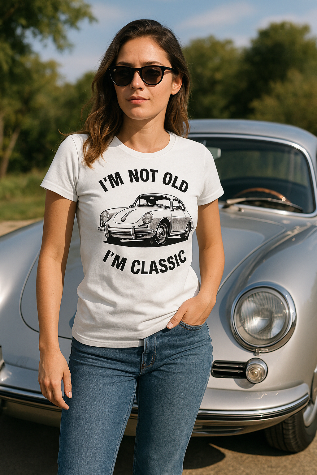 I’m Not Old, I’m Classic – Porsche Car Damen T-Shirt | Humorvolle Retro-Edition für Autofans-T-Shirt-True Insights