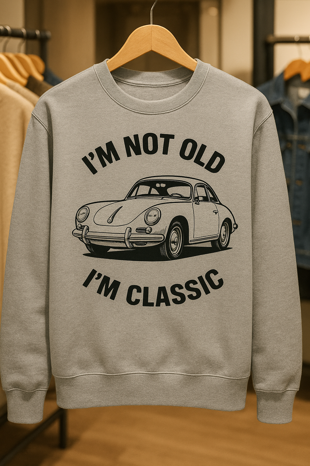I’m Not Old, I’m Classic – Porsche Retro Car Sweatshirt | Humor für Autoliebhaber-Sweatshirt-True Insights