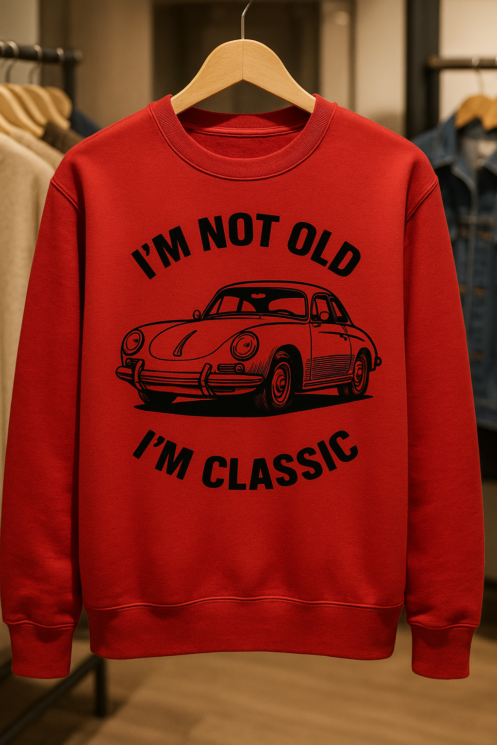 I’m Not Old, I’m Classic – Porsche Retro Car Sweatshirt | Humor für Autoliebhaber-Sweatshirt-True Insights