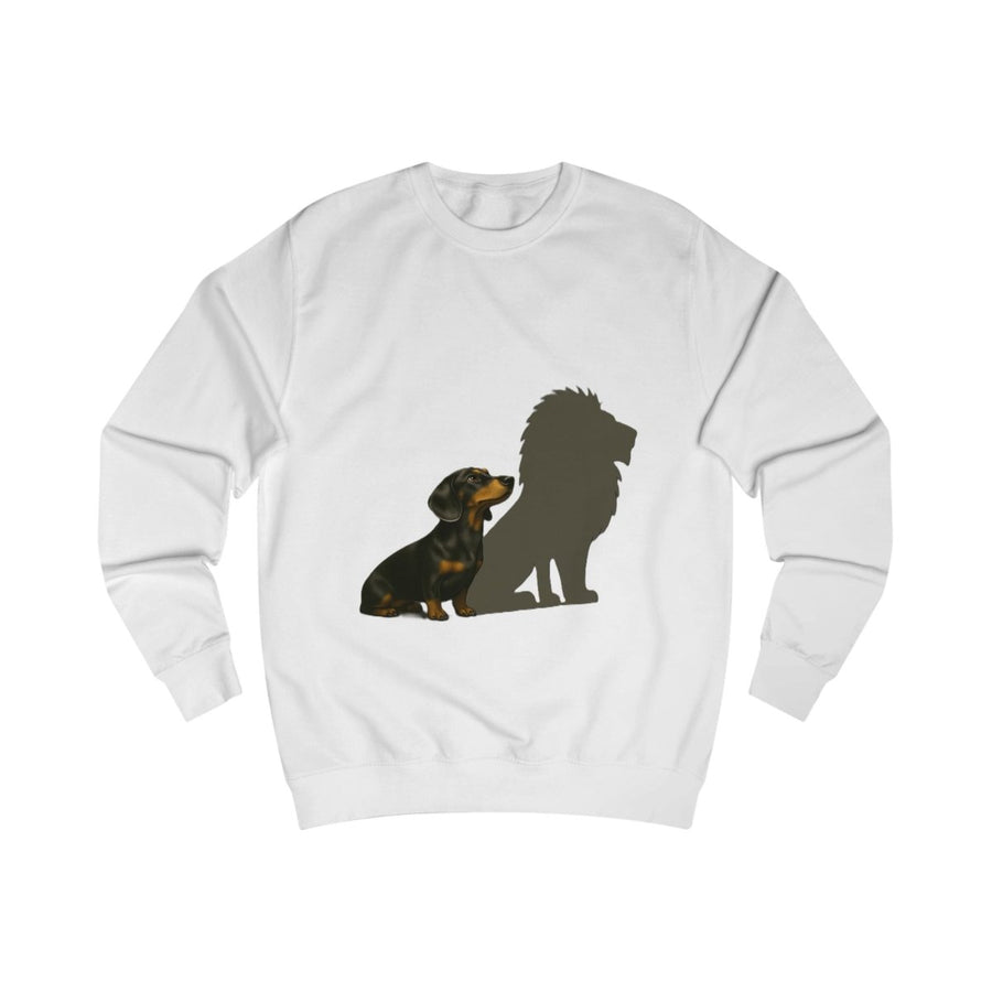 True Insights Sweatshirt Dackel mit Löwenschatten in Arctic White mit witzigem Löwen-Motiv