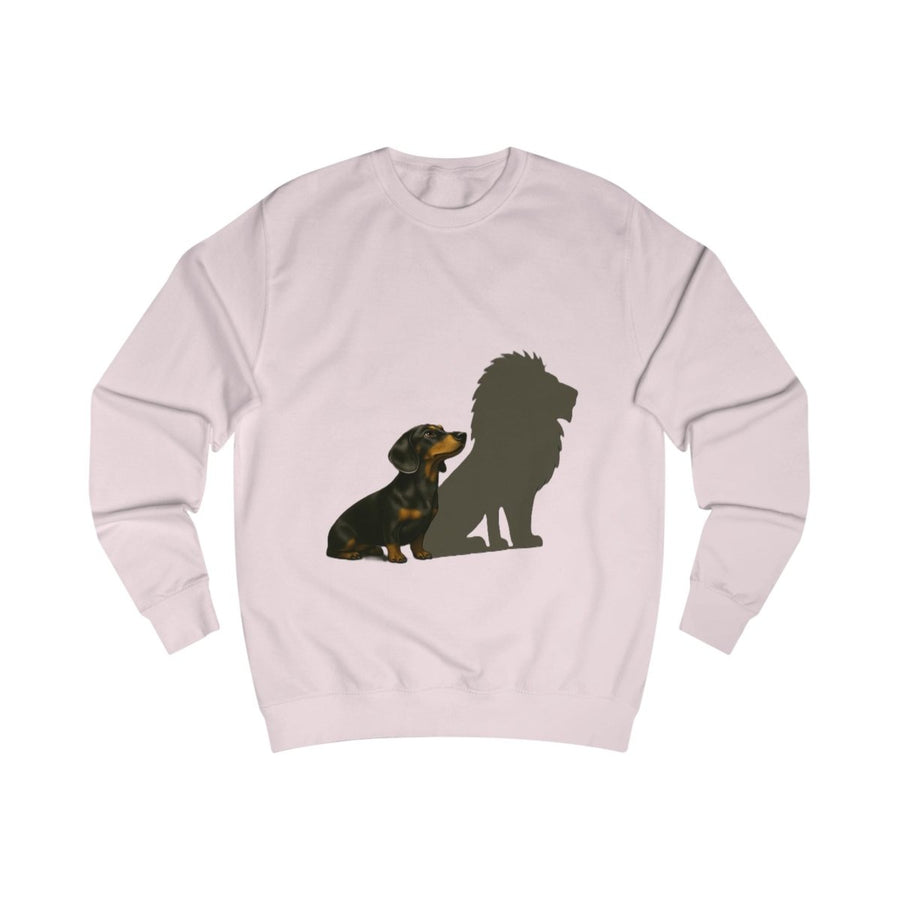 True Insights Hoodie Dackel mit Löwenschatten in Baby Pink mit charmantem Hundedesign