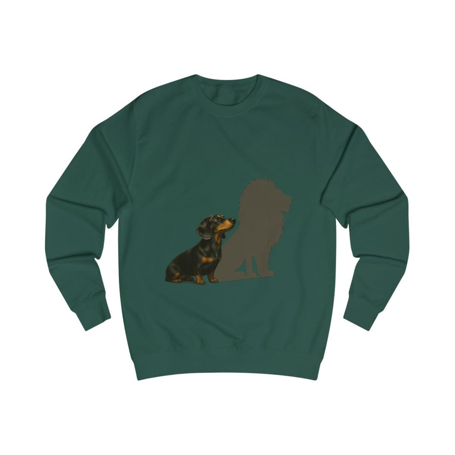 True Insights Sweatshirt Dackel mit Löwenschatten in Bottle Green mit mutigem Statement-Print
