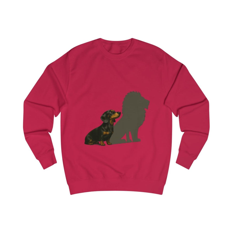 True Insights Sweatshirt Dackel mit Löwenschatten in Fire Red mit starkem Löwen-Schatten-Motiv