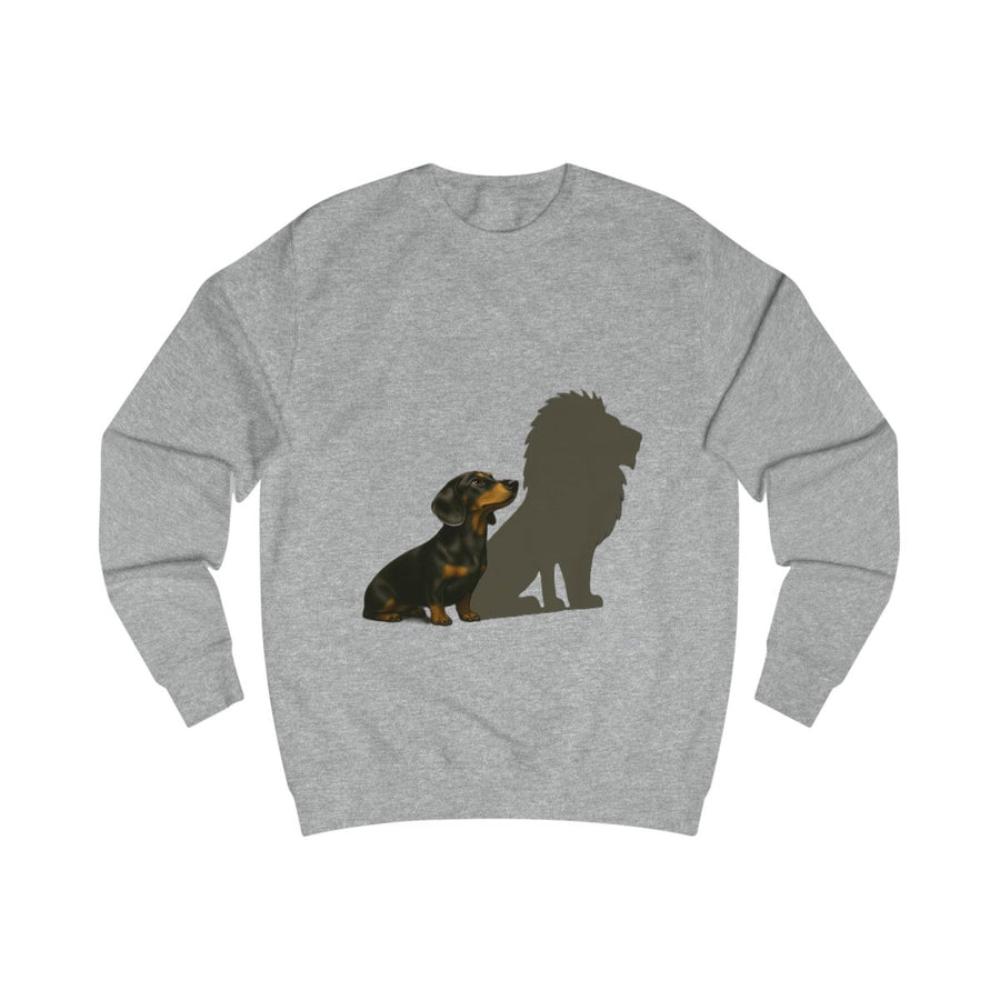 True Insights Hoodie Dackel mit Löwenschatten in Heather Grey mit humorvollem Hundedesign