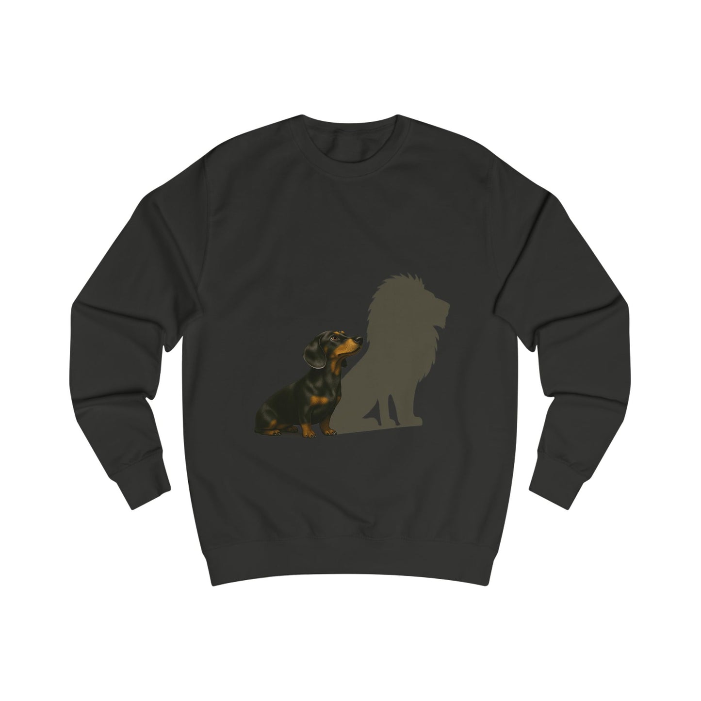 Dackel mit Löwenschatten – Sweatshirt & Hoodie | Kleine Statur. Große Wirkung.-Sweatshirt-True Insights