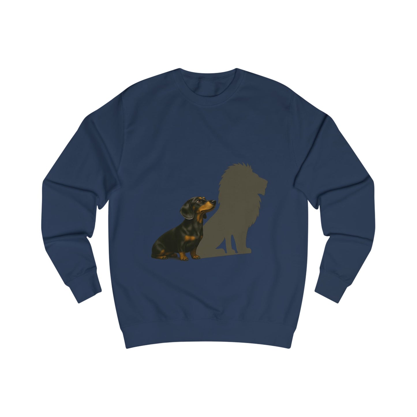 Dackel mit Löwenschatten – Sweatshirt & Hoodie | Kleine Statur. Große Wirkung.-Sweatshirt-True Insights