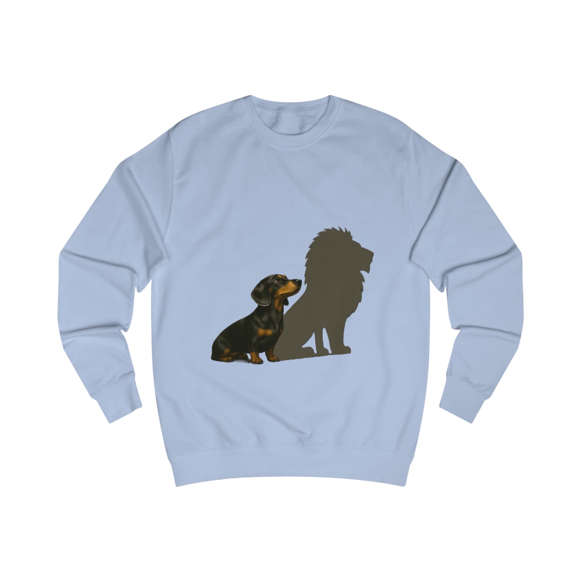 Dackel mit Löwenschatten – Sweatshirt & Hoodie | Kleine Statur. Große Wirkung.-Sweatshirt-True Insights