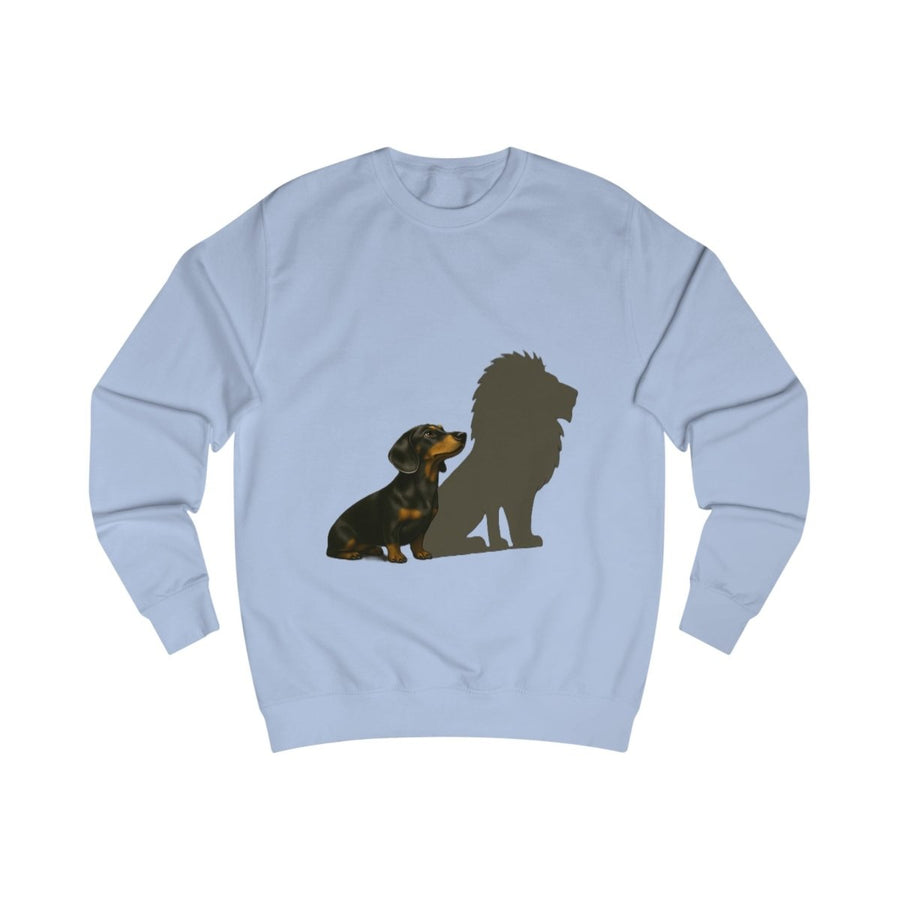 True Insights Sweatshirt Dackel mit Löwenschatten in Sky Blue mit mutigem Löwen-Print