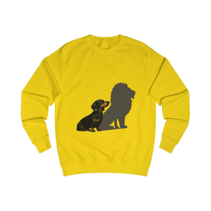 True Insights Sweatshirt Dackel mit Löwenschatten in Sun Yellow mit witzigem Statement-Motiv