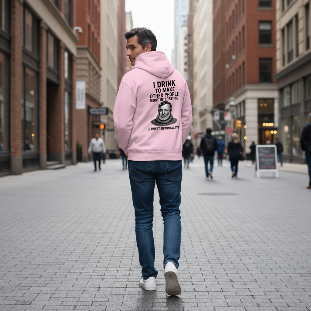 I Drink To Make Other People More Interesting – Hemingway Hoodie für Zyniker mit Niveau