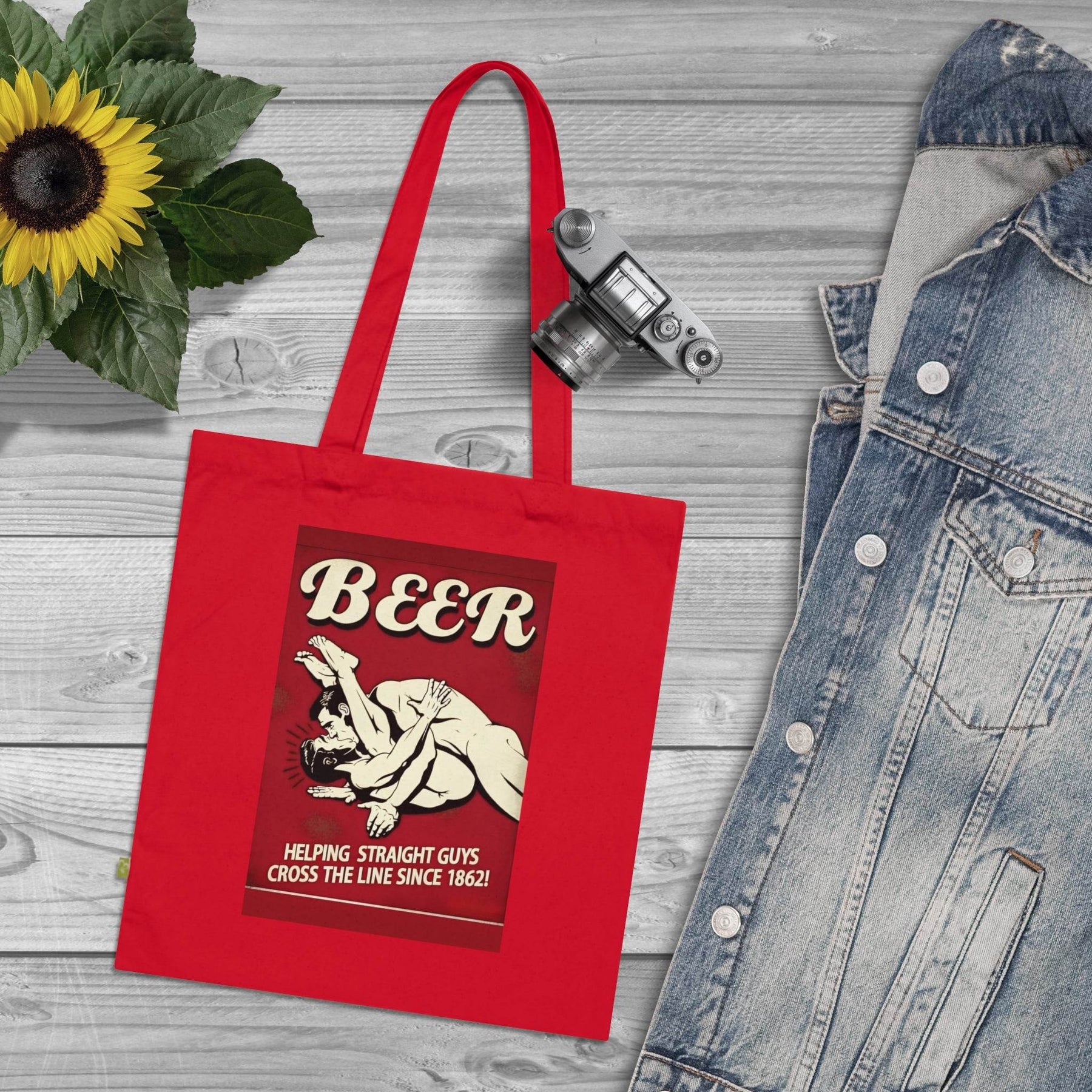 Beer Meme Totebag – Helping Straight Guys Since 1862 | Freche Retro-Canvas-Tasche-Bags-True Insights