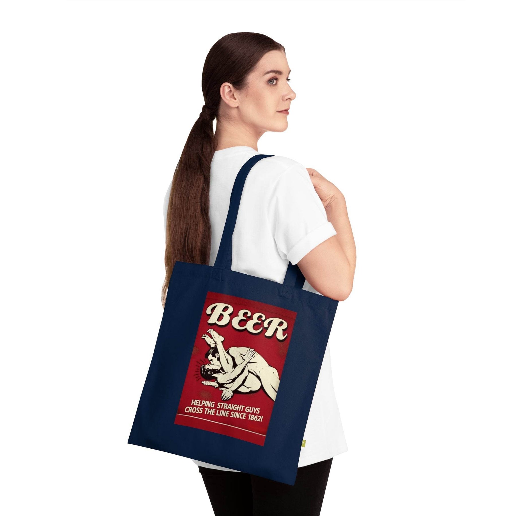 Beer Meme Totebag – Helping Straight Guys Since 1862 | Freche Retro-Canvas-Tasche-Bags-True Insights