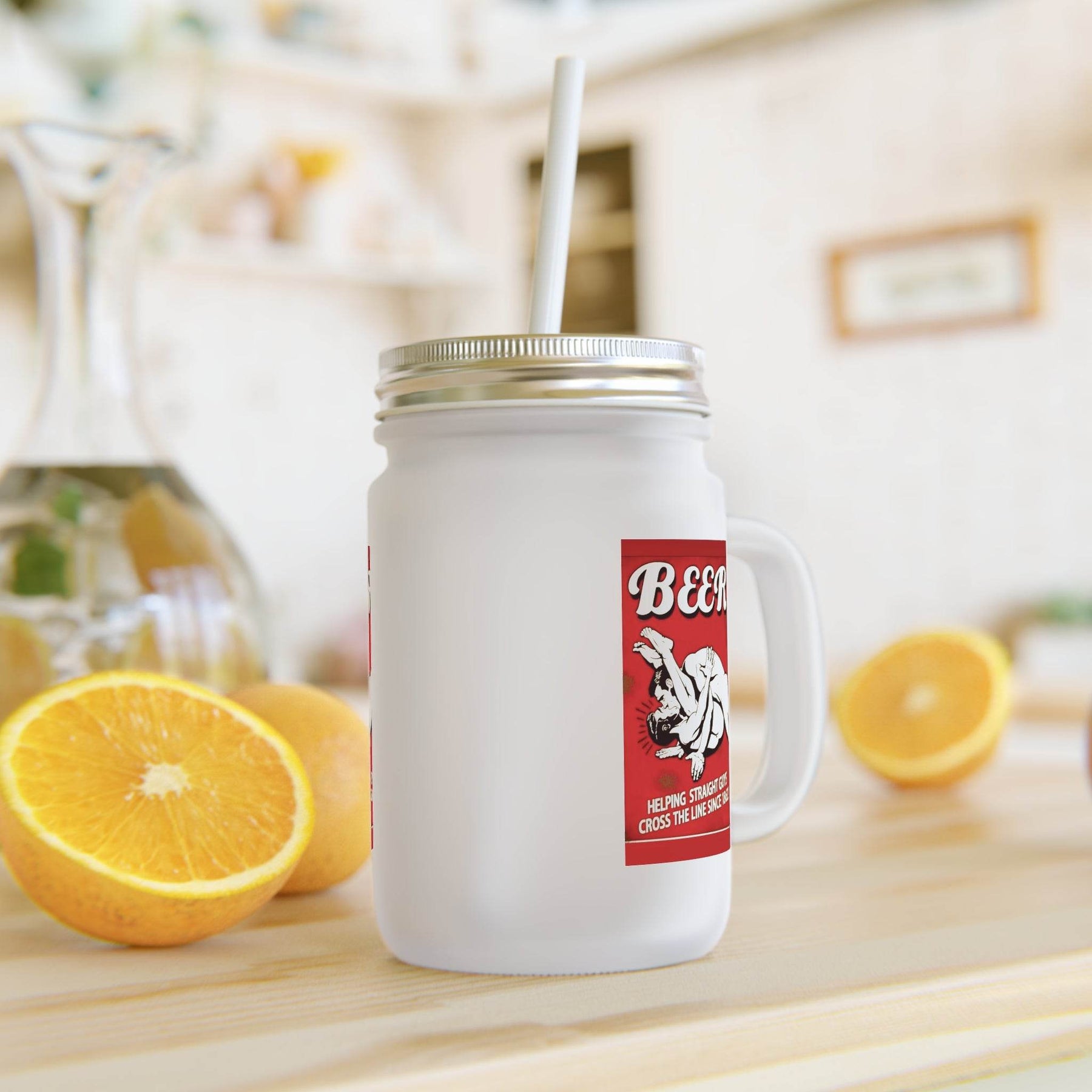 Beer Quote Jar Mug – „Helping Straight Guys Since 1862“ | Satirisches Henkelglas mit Retro-Vibe-Mug-True Insights