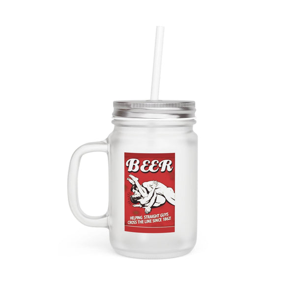 Beer Quote Jar Mug – „Helping Straight Guys Since 1862“ | Satirisches Henkelglas mit Retro-Vibe-Mug-True Insights