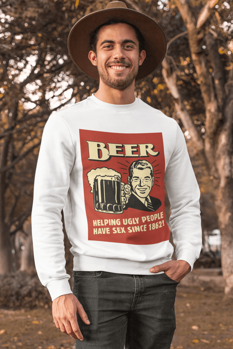 Beer Sweatshirt – Schwarzer Humor im Retro-Werbestil – Freches Satire-Design für mutige Statements | True Insights