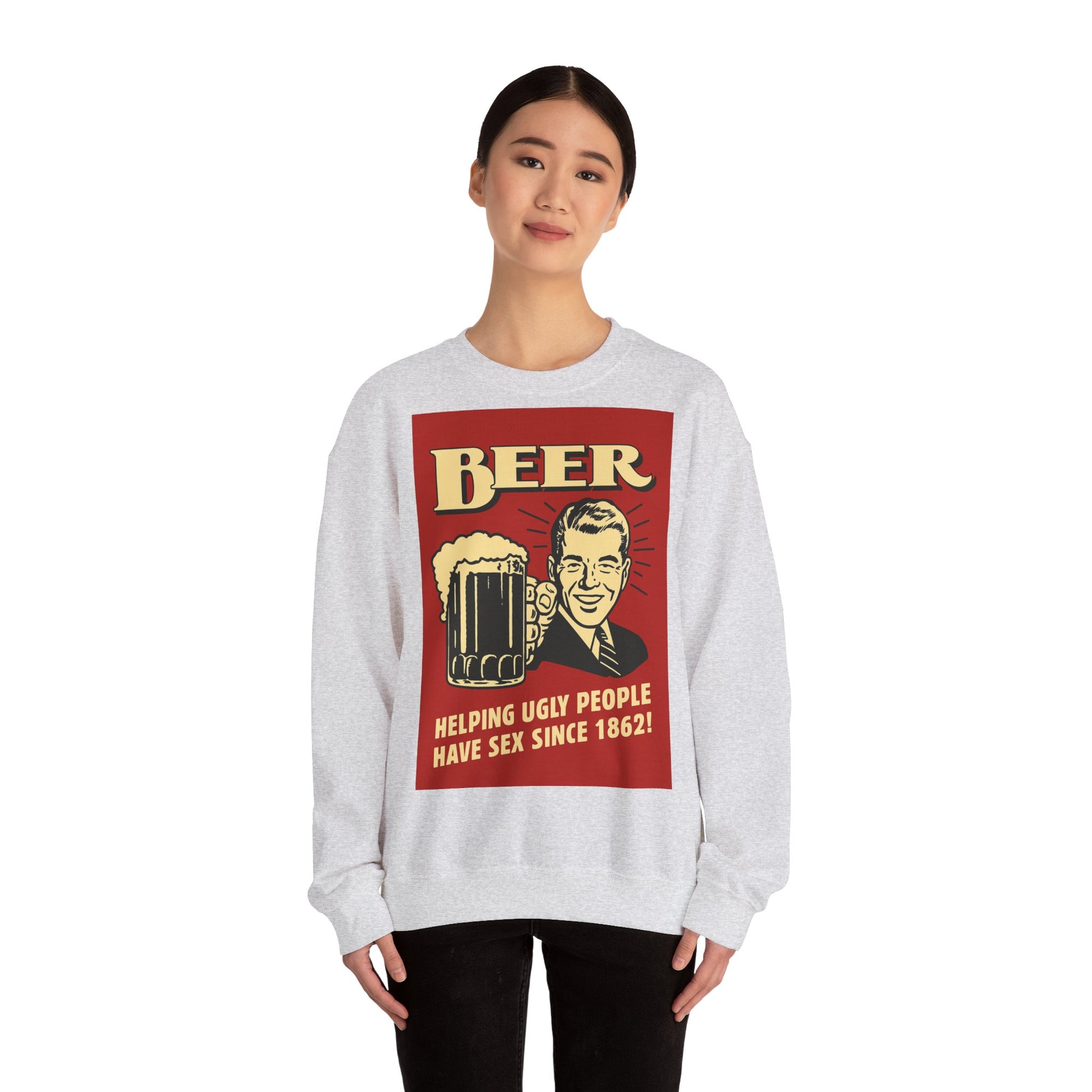 Beer Sweatshirt – Schwarzer Humor im Retro-Werbestil – Freches Satire-Design für mutige Statements | True Insights