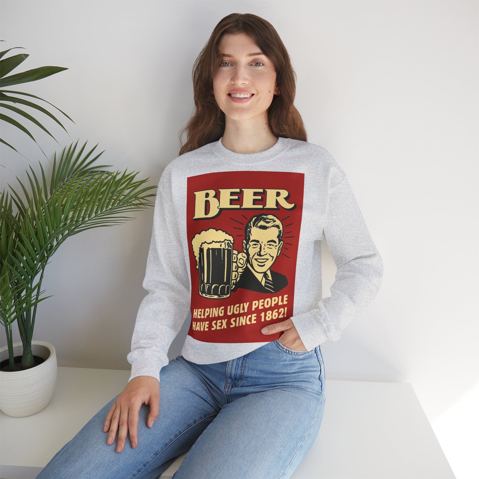 Beer Sweatshirt – Schwarzer Humor im Retro-Werbestil – Freches Satire-Design für mutige Statements | True Insights
