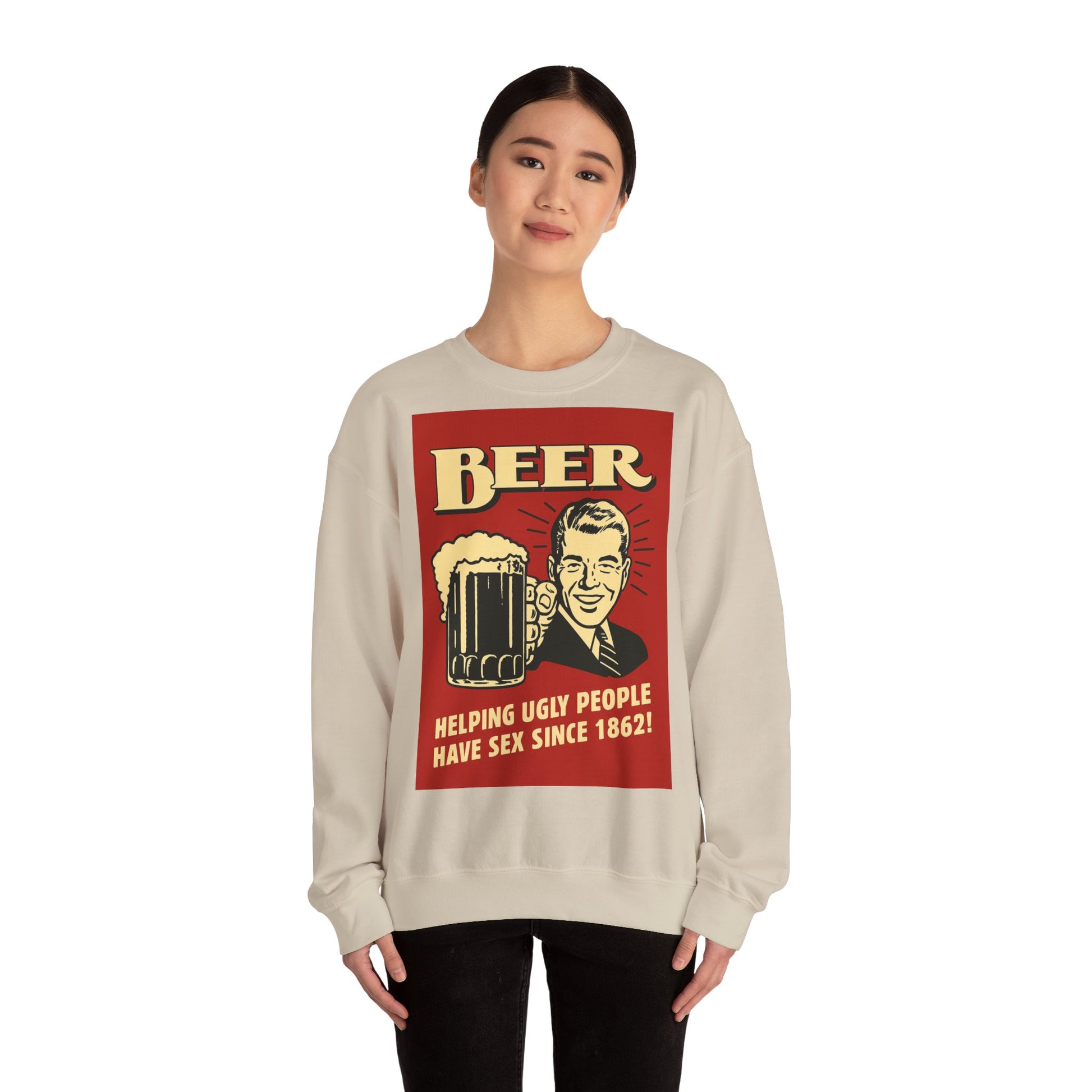 Beer Sweatshirt – Schwarzer Humor im Retro-Werbestil – Freches Satire-Design für mutige Statements | True Insights