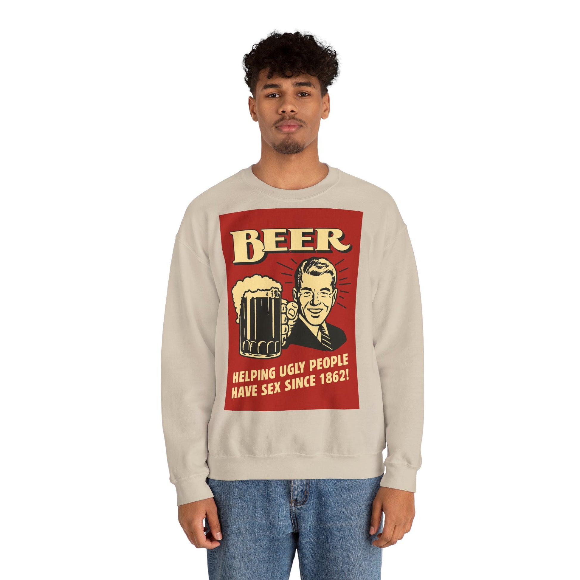 Beer Sweatshirt – Schwarzer Humor im Retro-Werbestil – Freches Satire-Design für mutige Statements | True Insights
